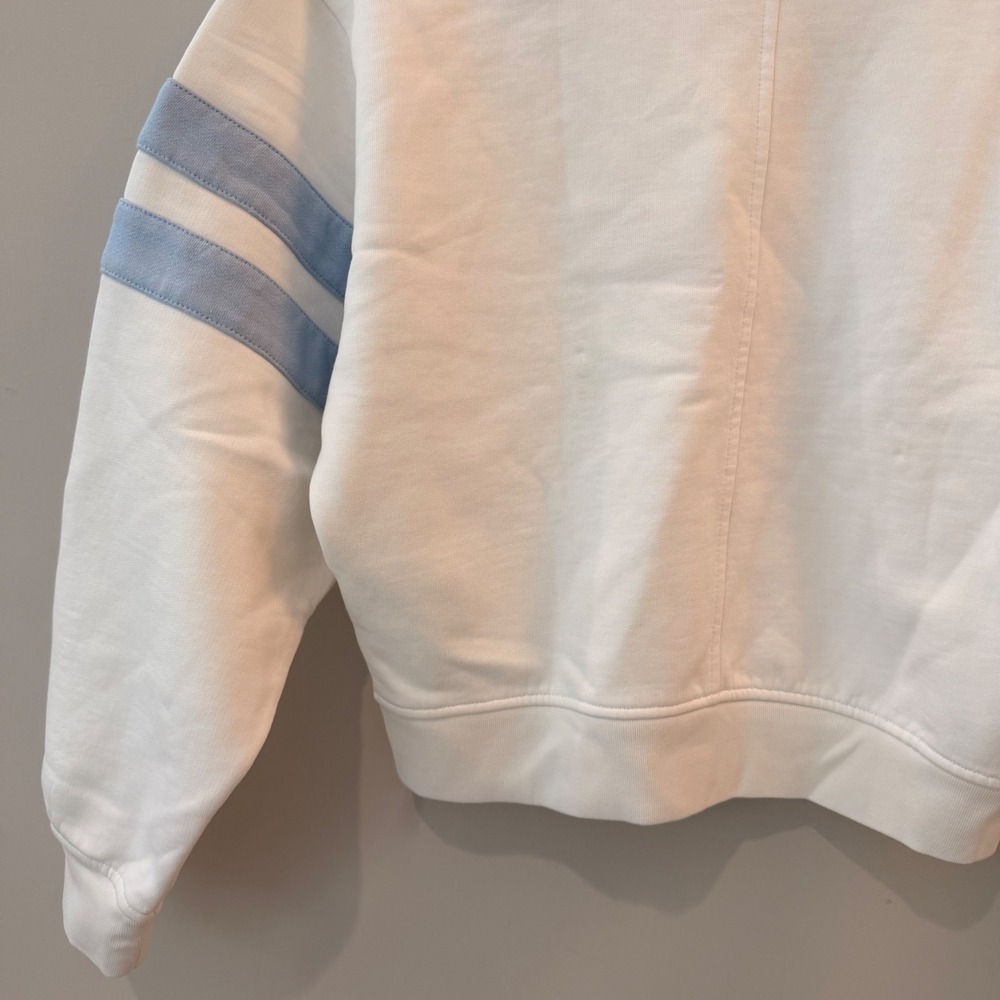 Madewell Sweatshirt Crewneck Varsity Stripe Oversized White Blue NY284 XXS NWT - Picture 9 of 14